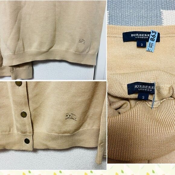 Burberry London Beige Wool Knit Cardigan & Turtleneck Sweater Set - Size 2 - Picture 7 of 8